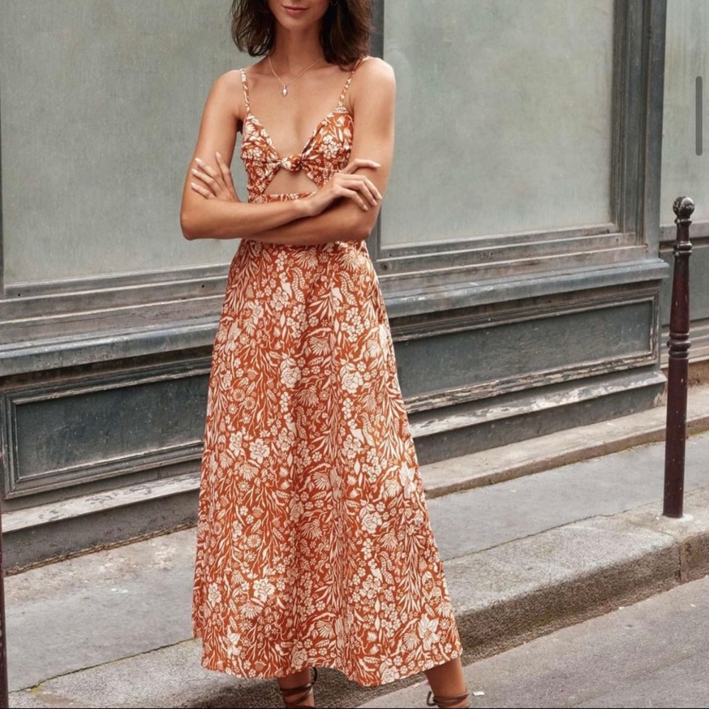Pixie Market orange floral dress. Size S/M. Brand new/never worn with tags.